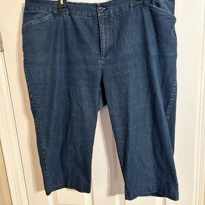 Denim Blue Plus Size Casual Capris